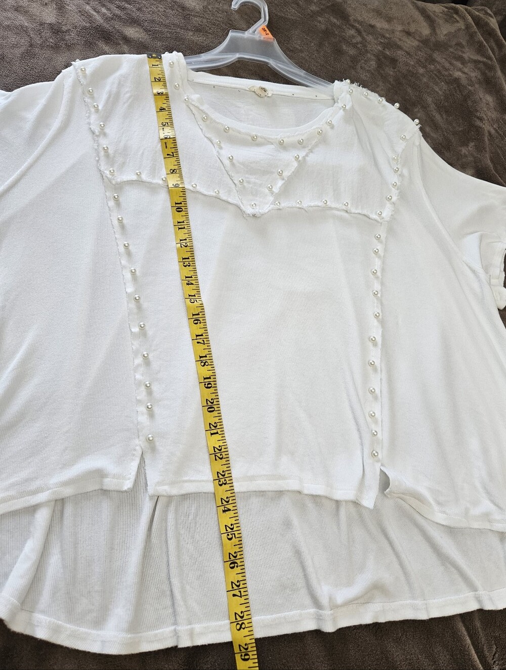 POL White Oversized Short Sleeve Top with Pearl Detail Size L (NWOT) - Picture 6 of 10